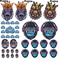 Prajna parches termoadesivos Punk Rock mono oso rey bordados