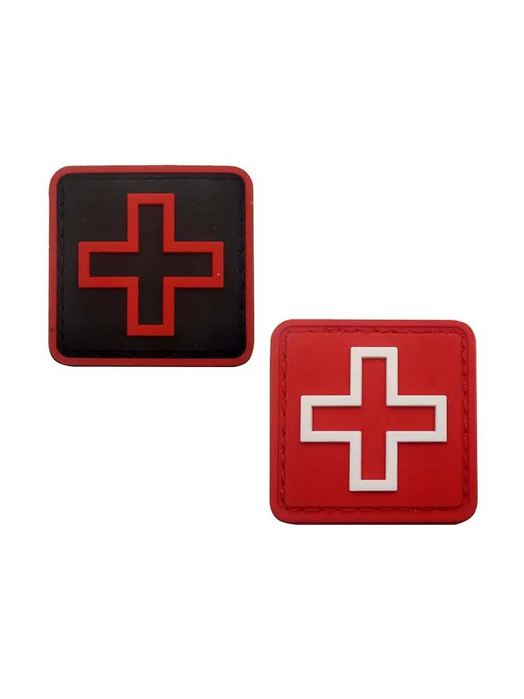 Insignias cruzadas de PVC en rojo, negro y blanco (4x4CM)