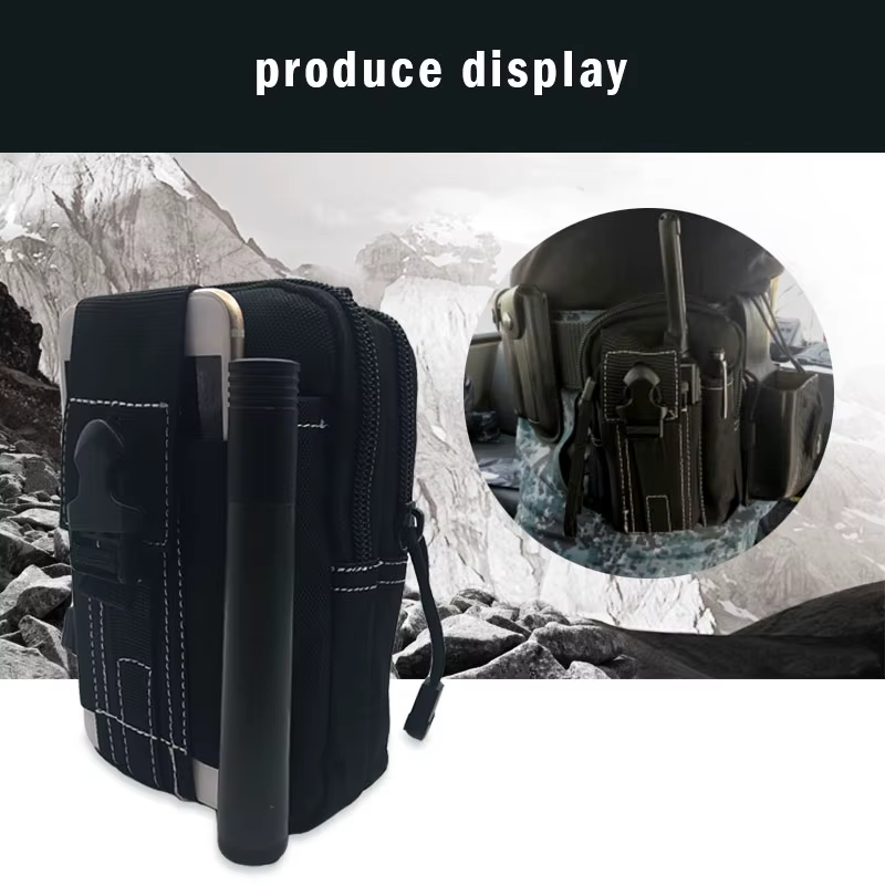 La bolsa acoplada a un cinturón táctico vista lateral