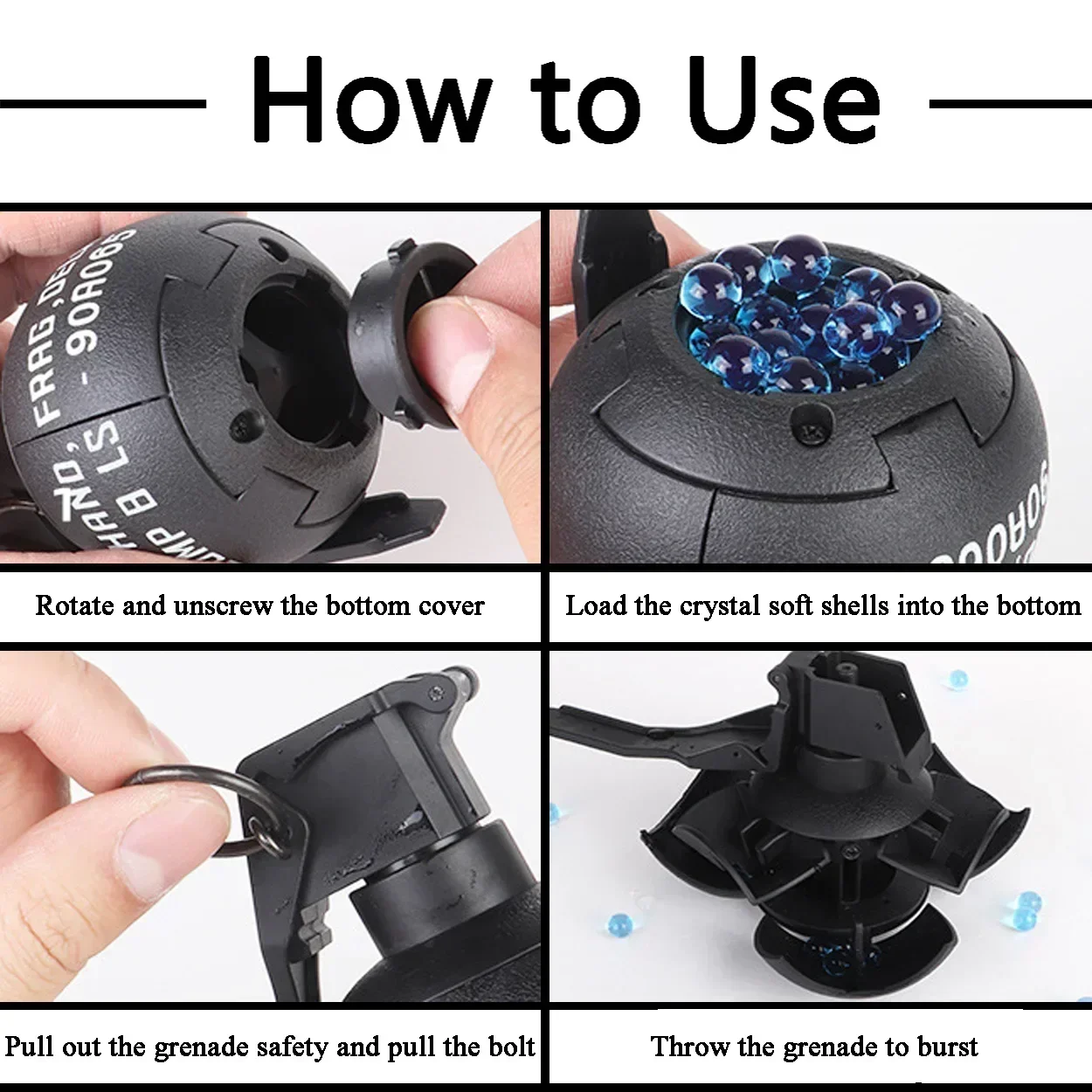 Granada de humo táctica M67 para airsoft, estallido con rebote - imagen 3