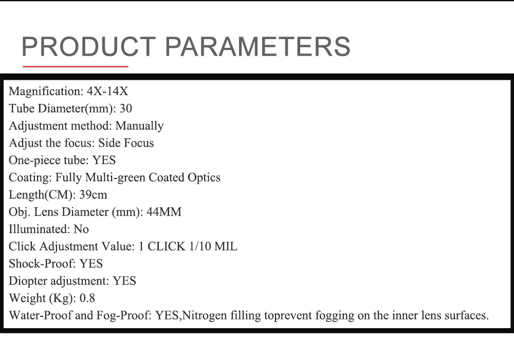 Mira BSA OPTICS 4-14x44 FFP vista lateral