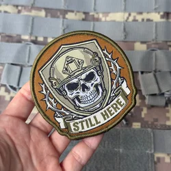 Parche táctico bordado calavera con velcro para mochila militar