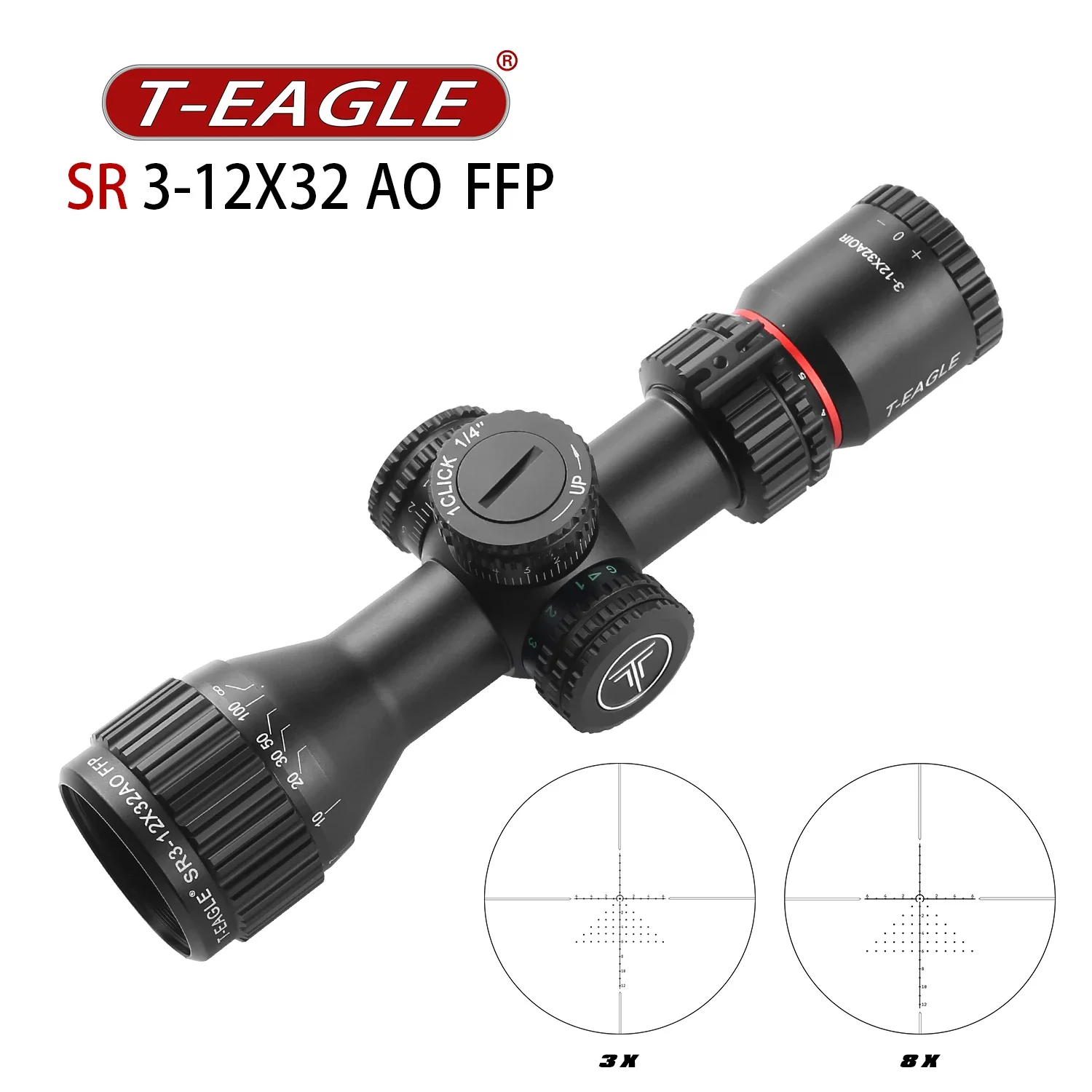 T-EAGLE SR3-12x32AOIR mira telescópica táctica FFP para caza rifle AR15 - imagen 5