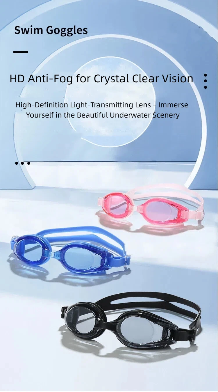Gafas de natación con lentes transparentes y correa de silicona