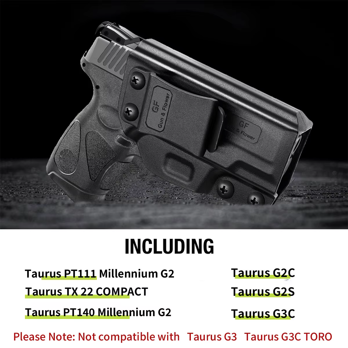 Funda IWB negra para ajuste cercano al cinturón