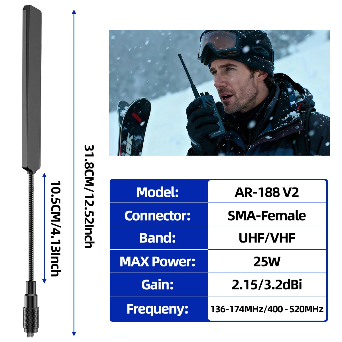 Antena táctica ABBREE AR-188 V2 flexible