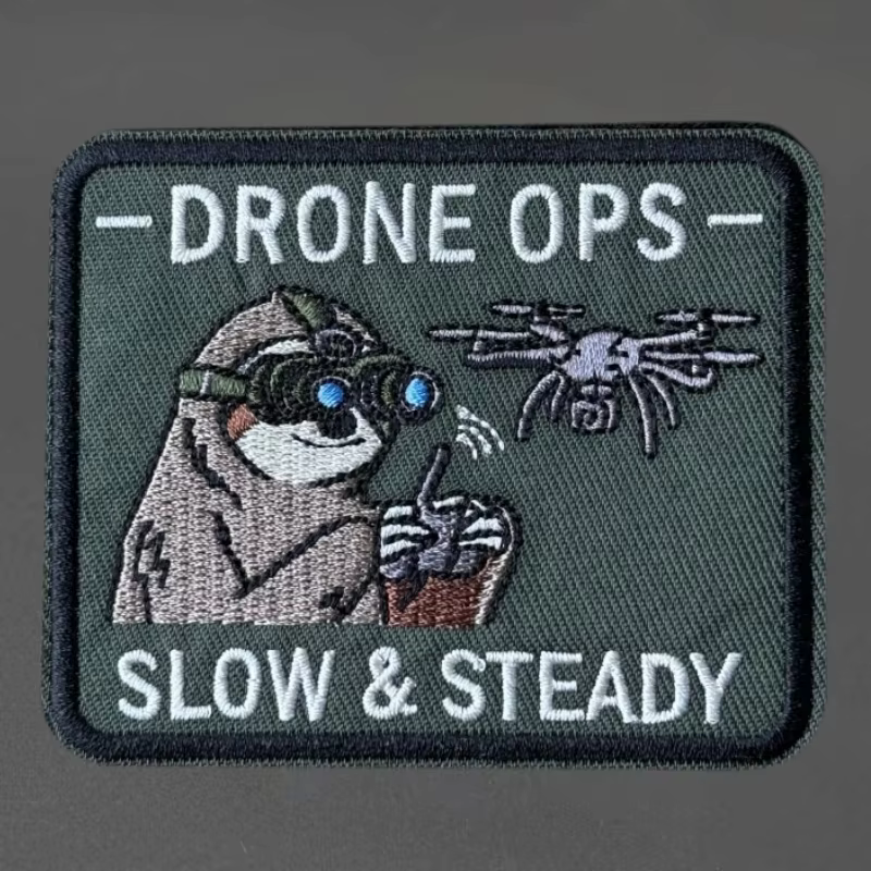 DRONE OPS SLOW&STEADY parche táctico bordado con gancho y bucle - imagen 4