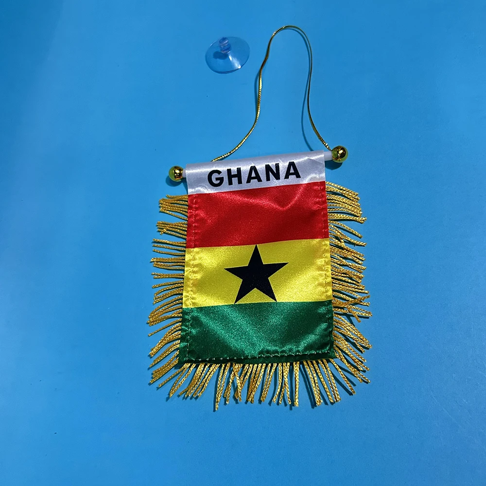 Bandera para coche Ghana impresa por ambos lados, poliéster - imagen 2