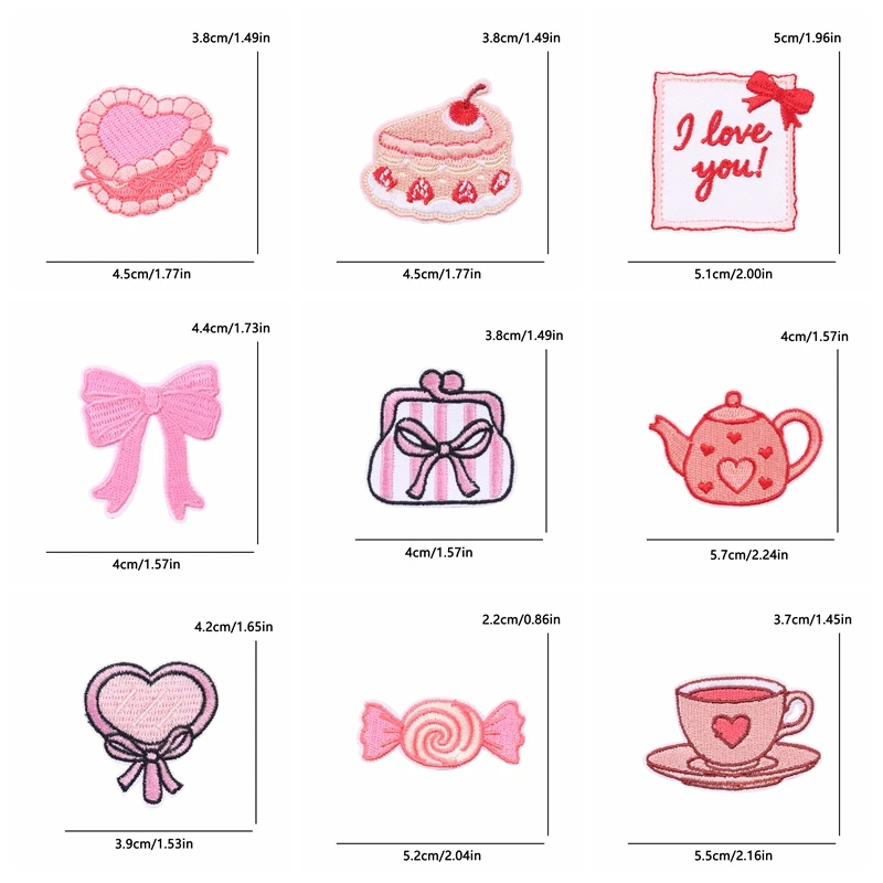 Parche bordado termoadhesivo rosa dibujos animados: labios y corazón - imagen 3