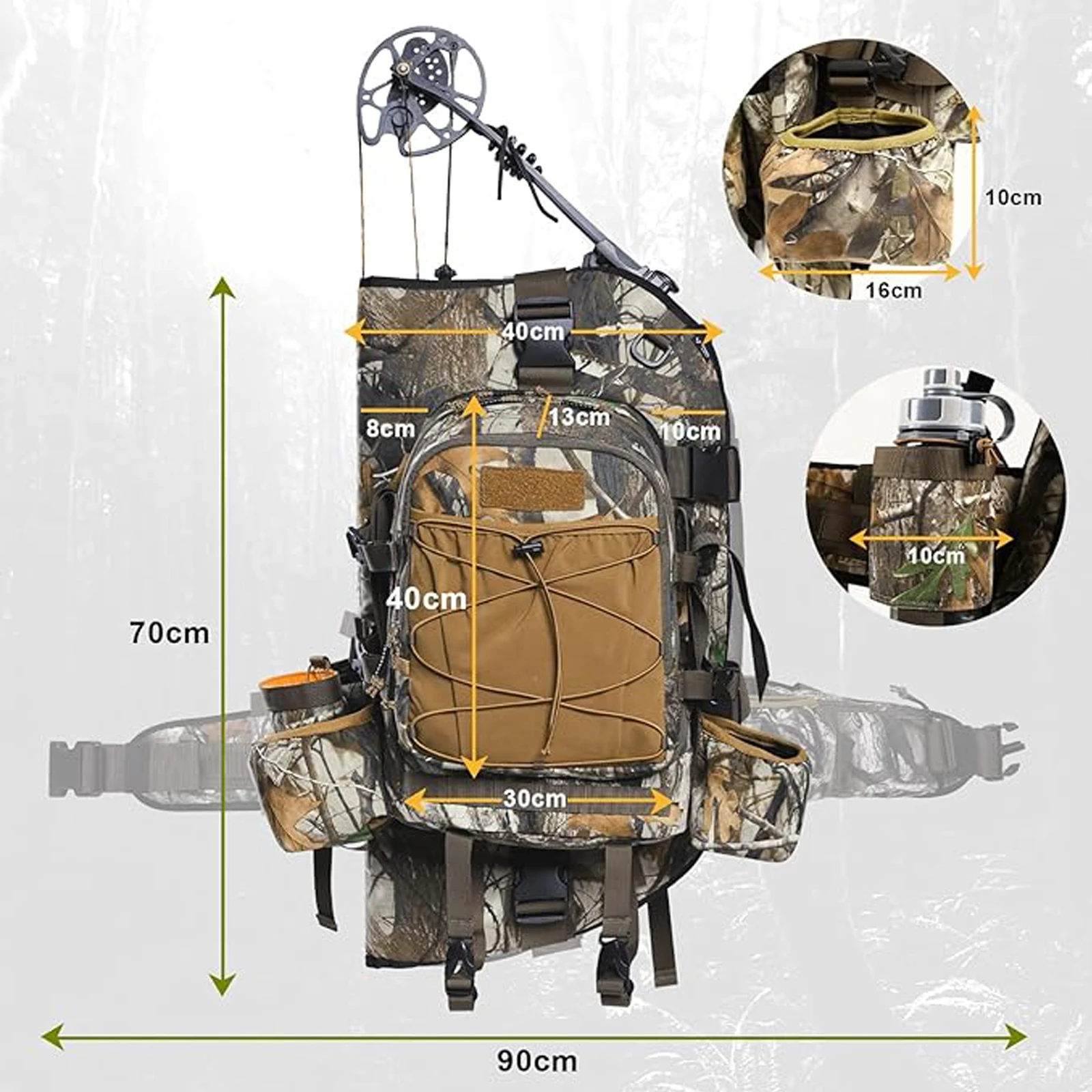 VOTAGOO GEAR Mochila táctica de caza con soporte para arco camuflaje - imagen 2