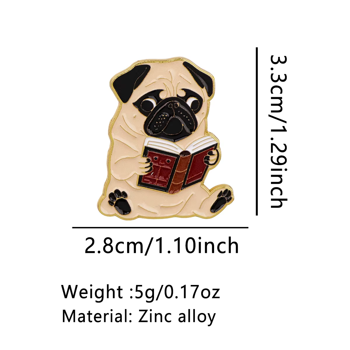 Pin de esmalte perro lindo de metal para mochila y ropa