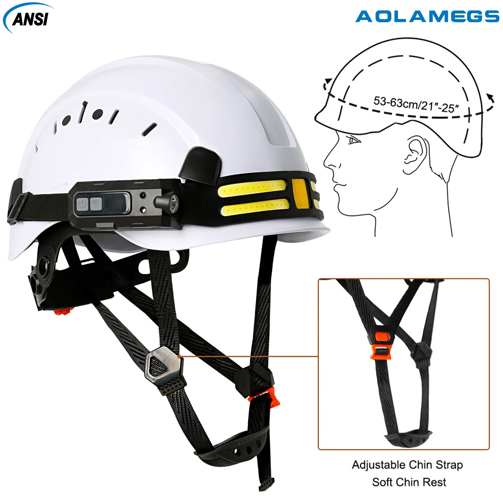 Casco de seguridad CE ABS ligero con tira LED tres en uno para obra