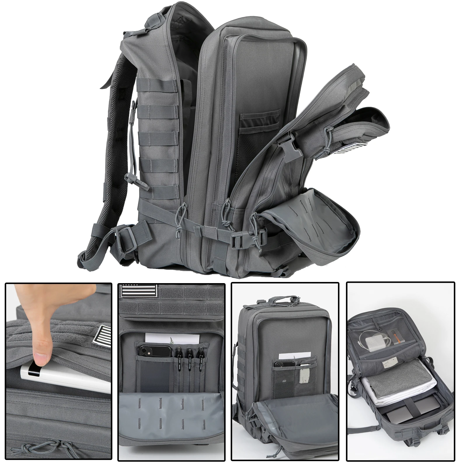 Mochila táctica MOLLE 45L supervivencia outdoor resistente - imagen 5