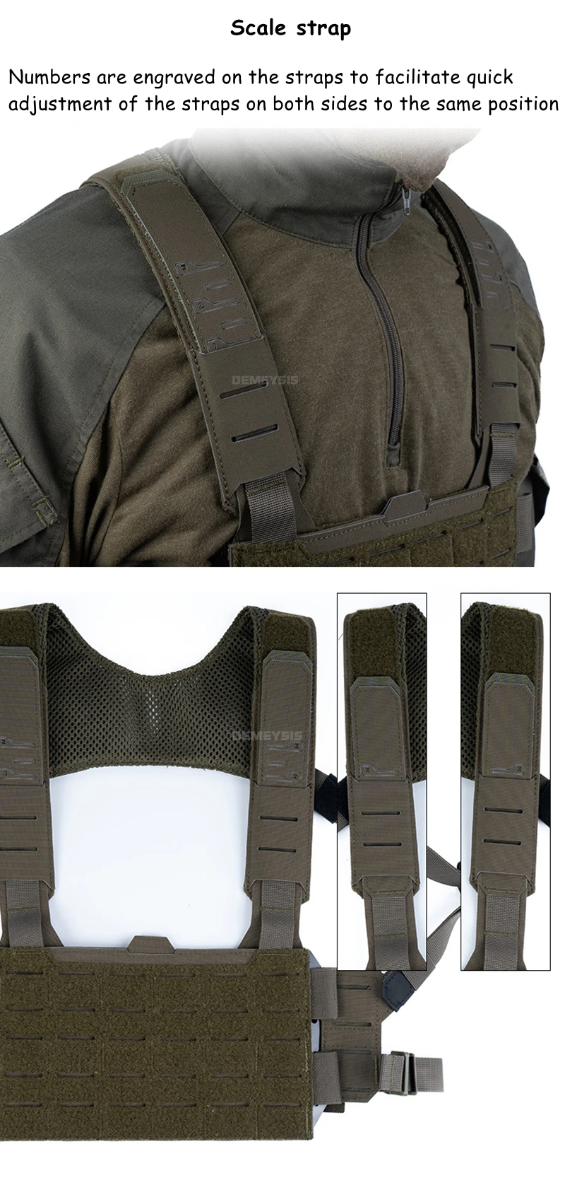 Vista lateral del chaleco táctico modular con MOLLE