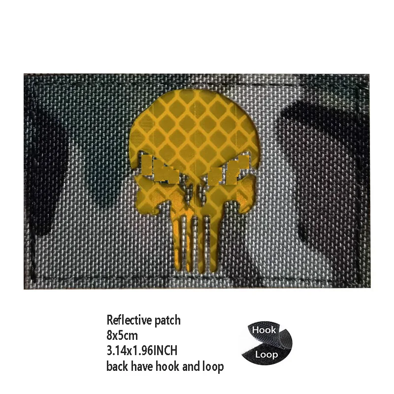 Parche táctico calavera 3D PVC reflectante IR con sistema MOLLE - imagen 2