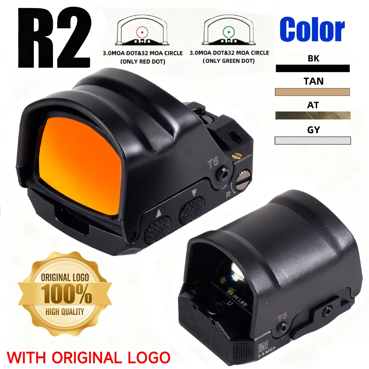 Rom2 Mira Reflex Punto Rojo Circle-Dot 3/32 MOA Placa Glock 19 - imagen 5