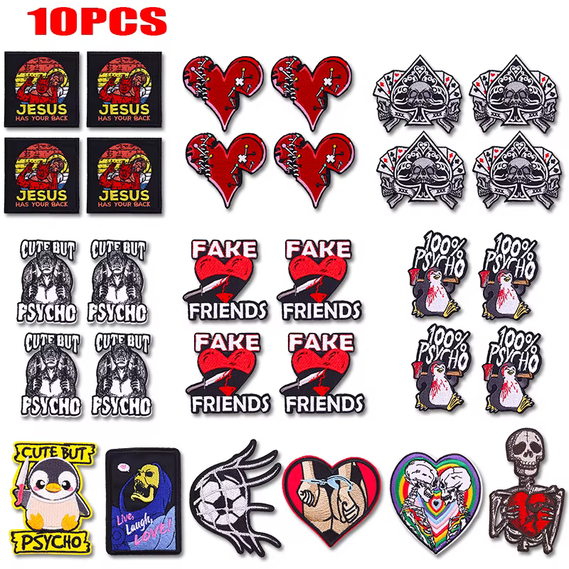 Parche termoadhesivo calavera punk bordado para chaquetas y jeans