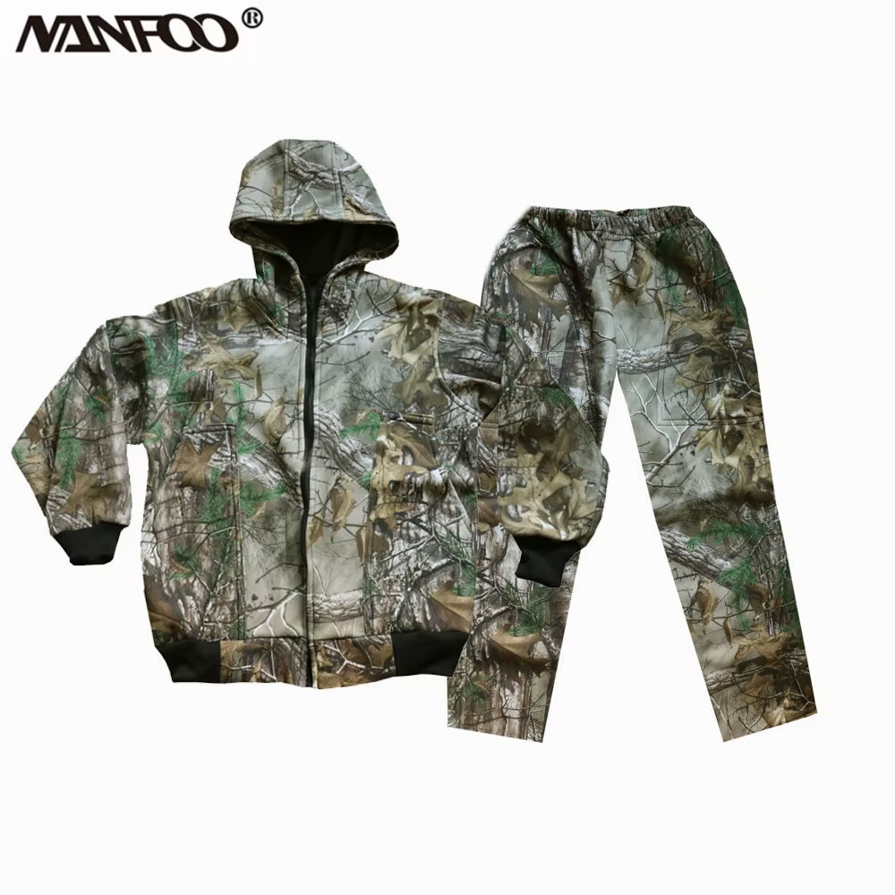 Traje de camuflaje masculino chaqueta capucha con pantalones - imagen 5