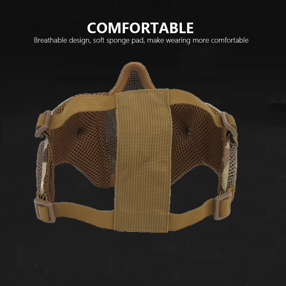 Máscara facial airsoft con protectores oído acero y colmillos vampiro - imagen 2