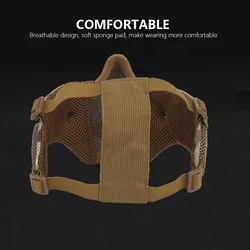 Máscara facial airsoft con protectores oído acero y colmillos vampiro