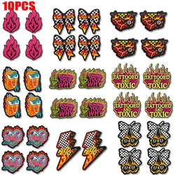 Parche termoadhesivo bordado punk ajedrez llama corazón mariposa