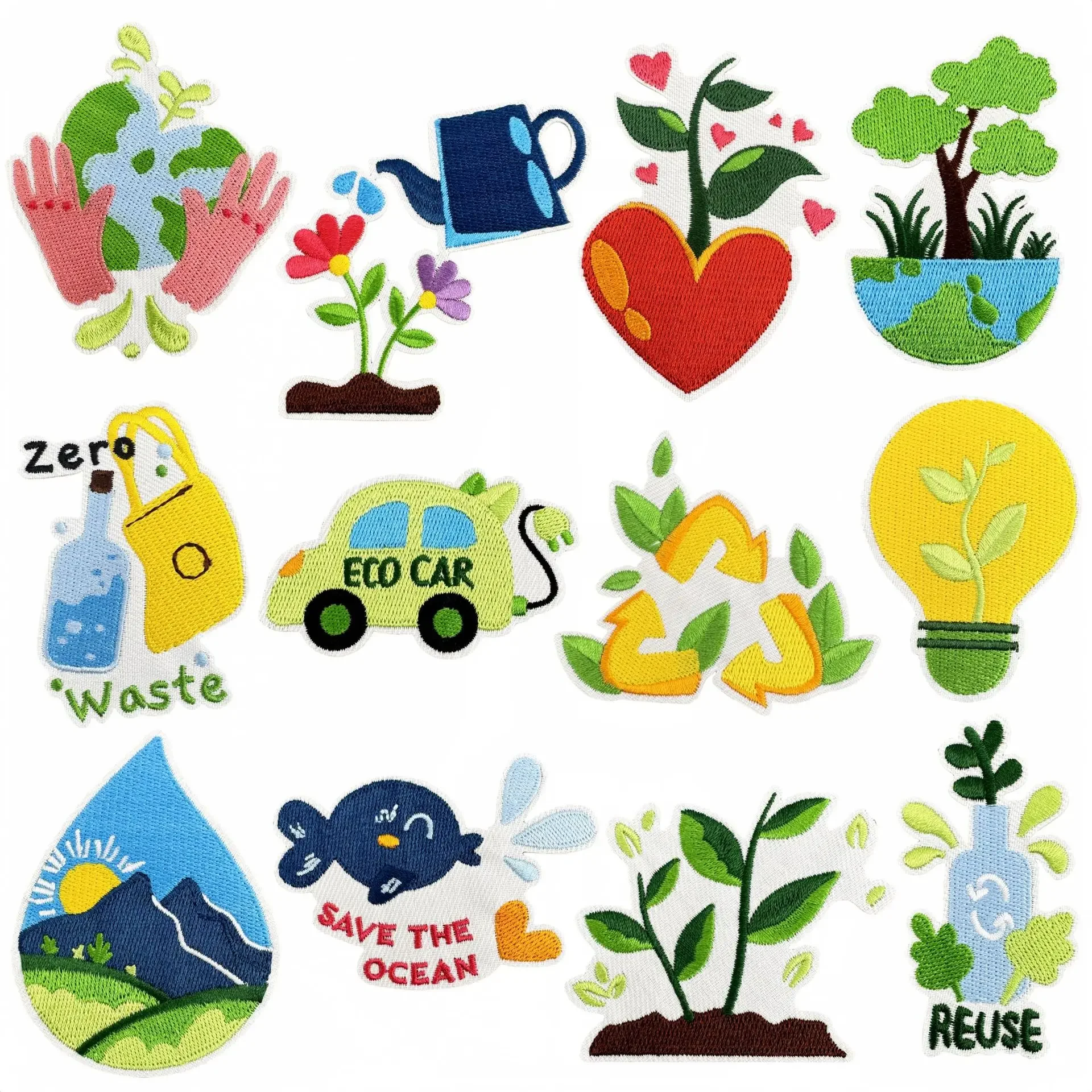 Parche termoadhesivo bordado símbolo reciclaje reutilización verde - imagen 5