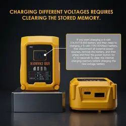 Cargador USB-C 2 en 1 de 100 W para baterías DeWalt 20V MAX