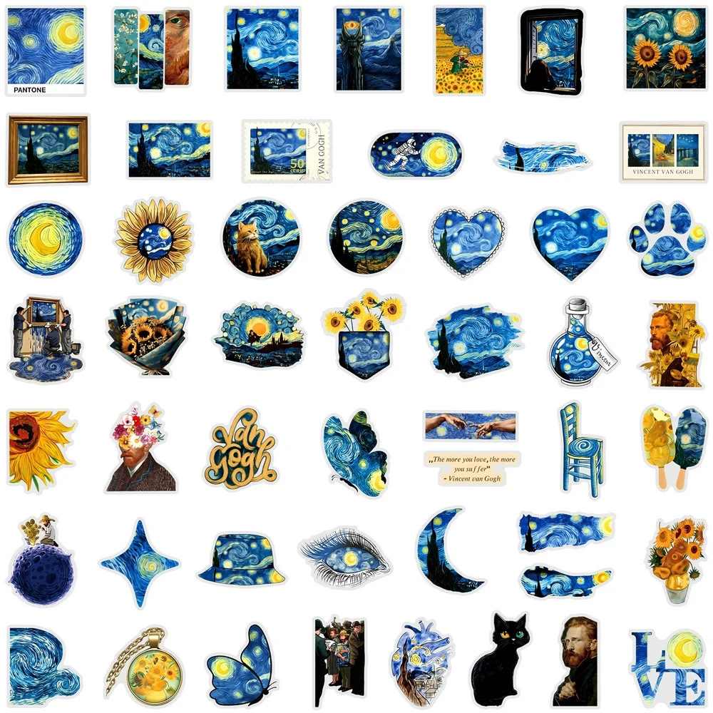 Van Gogh pegatinas impermeables vinilo decorativo noche estrellada - imagen 5