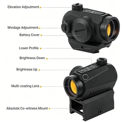 Mira red dot táctica con co-witness y soporte de perfil bajo para rifle