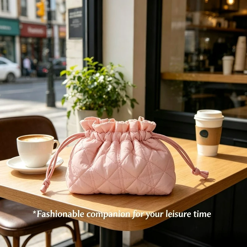 Bolso de aseo cordón tipo cubo ligero bandolera mujer estilo dumpling - imagen 4