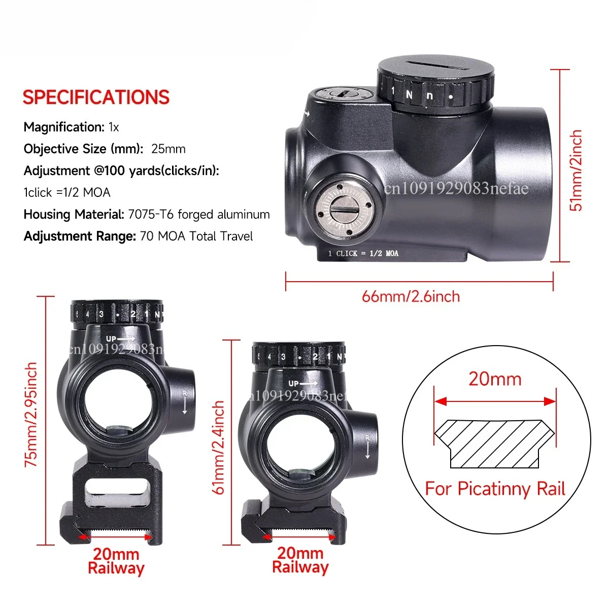 M-HD colimador holográfico con punto rojo retícula MOA para airsoft - imagen 4