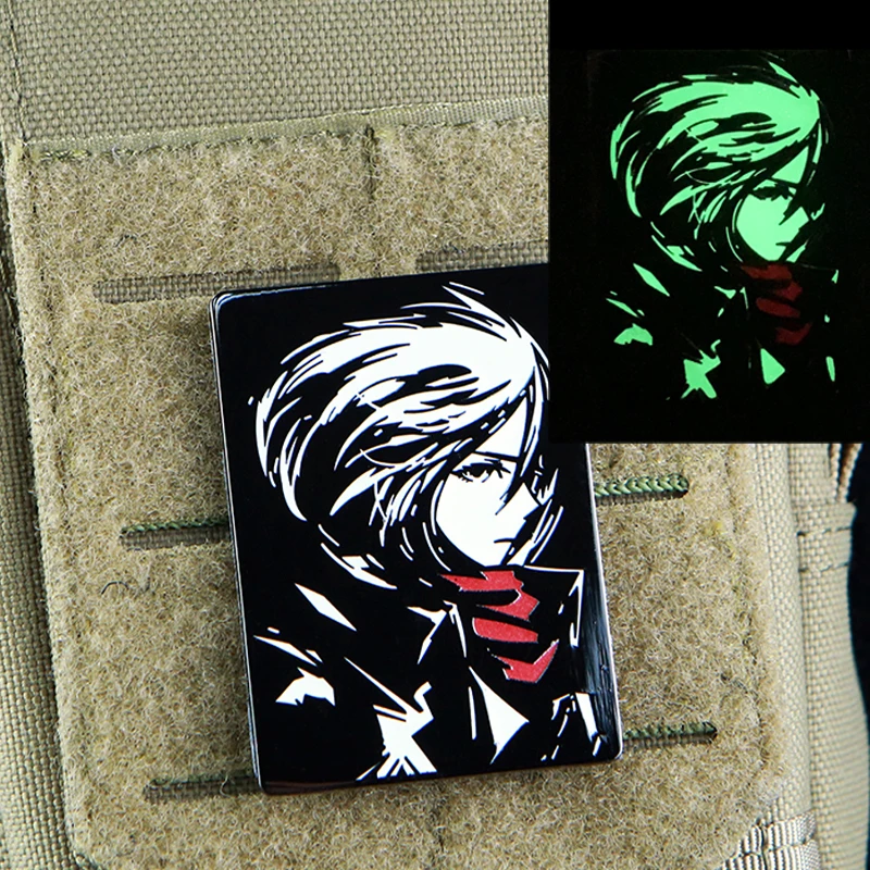 Mikasa Ackerman parche metálico táctico para mochila