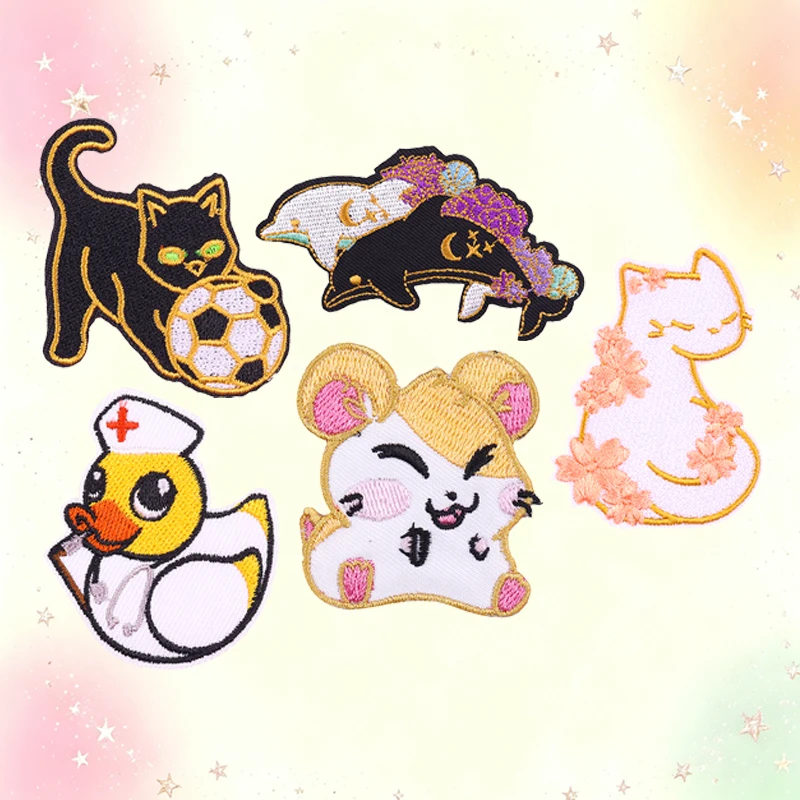Parches bordados animales tipo cómic – termoadhesivos para chaquetas - imagen 5