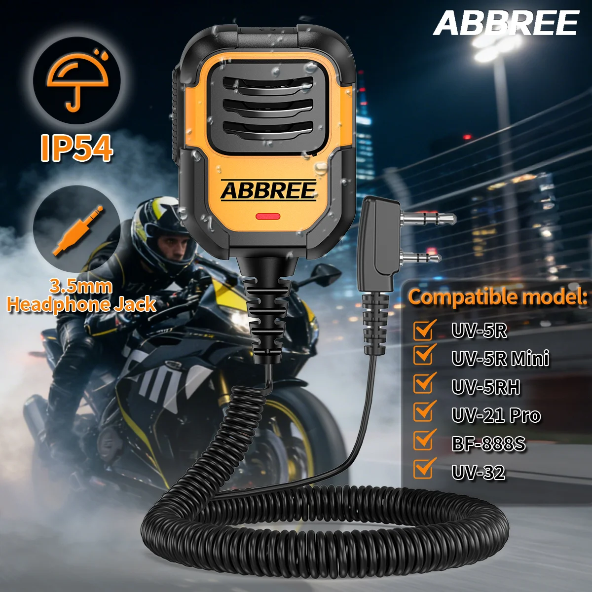ABBREE AR-790 Micrófono de hombro con clip cinturón resistente al agua - imagen 5