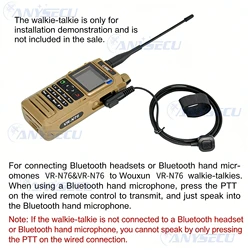 PTT VR-N76 externo de dedo para walkie talkie BT y manos libres