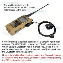 PTT VR-N76 externo de dedo para walkie talkie BT y manos libres