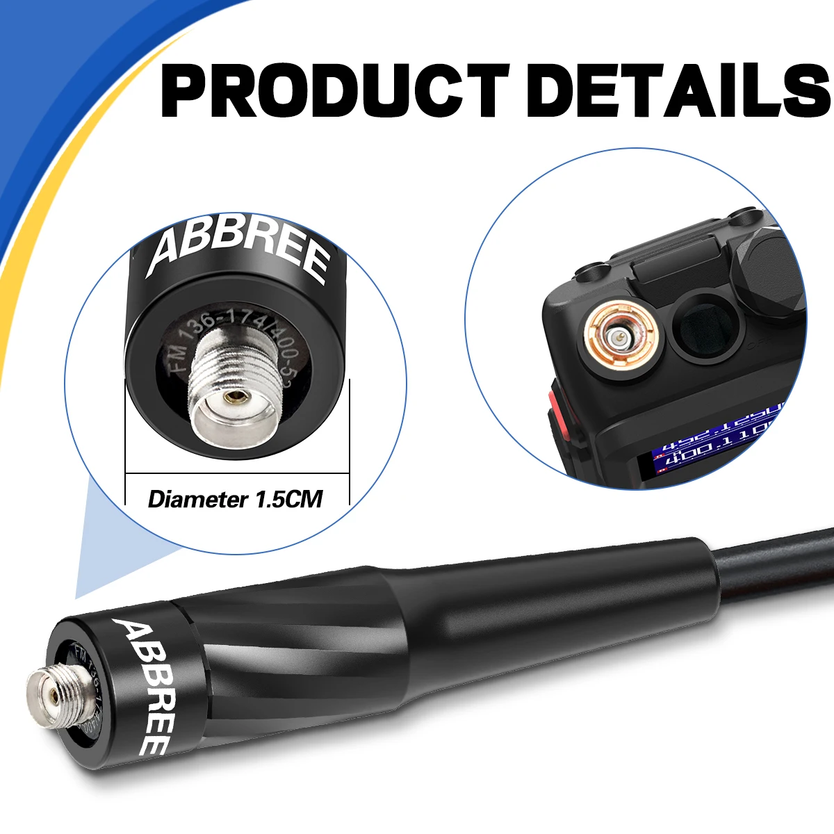 ABBREE AR-881 Antena dual banda SMA hembra para Baofeng y Quansheng - imagen 5