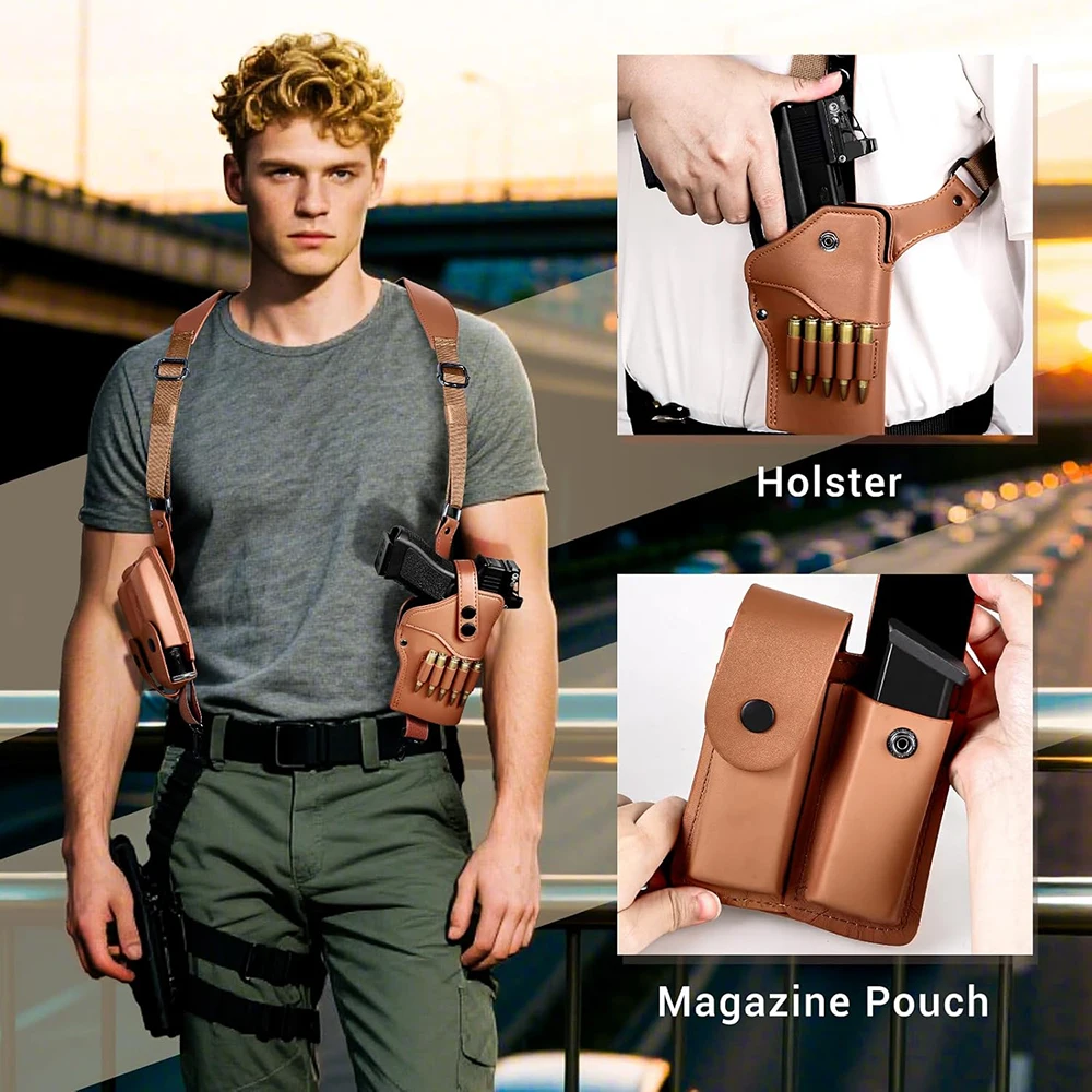 Funda táctica oculta para pistola con óptica y doble bolsa cargador - imagen 3