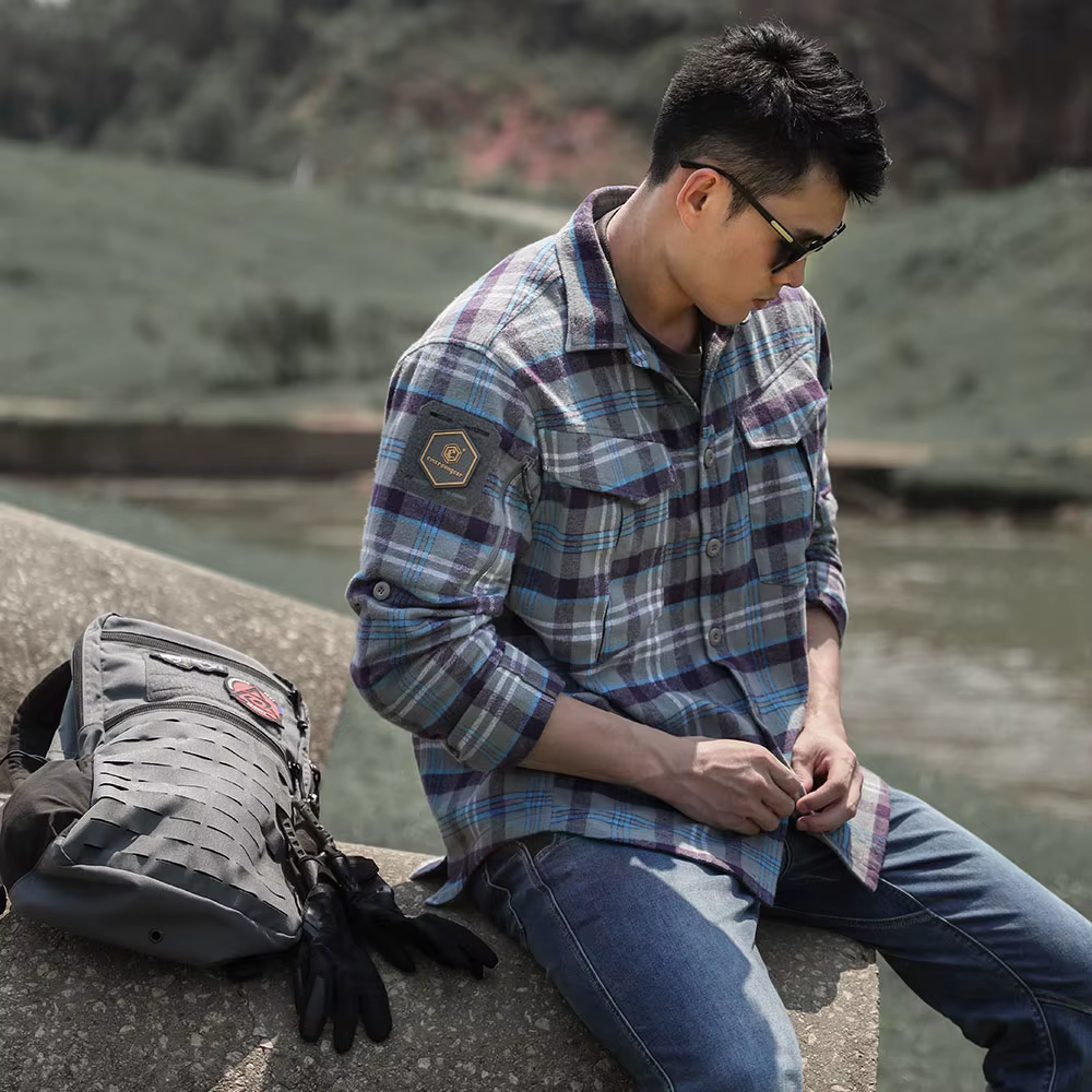 Emersongear Camiseta táctica de franela azul ergonómica - imagen 5