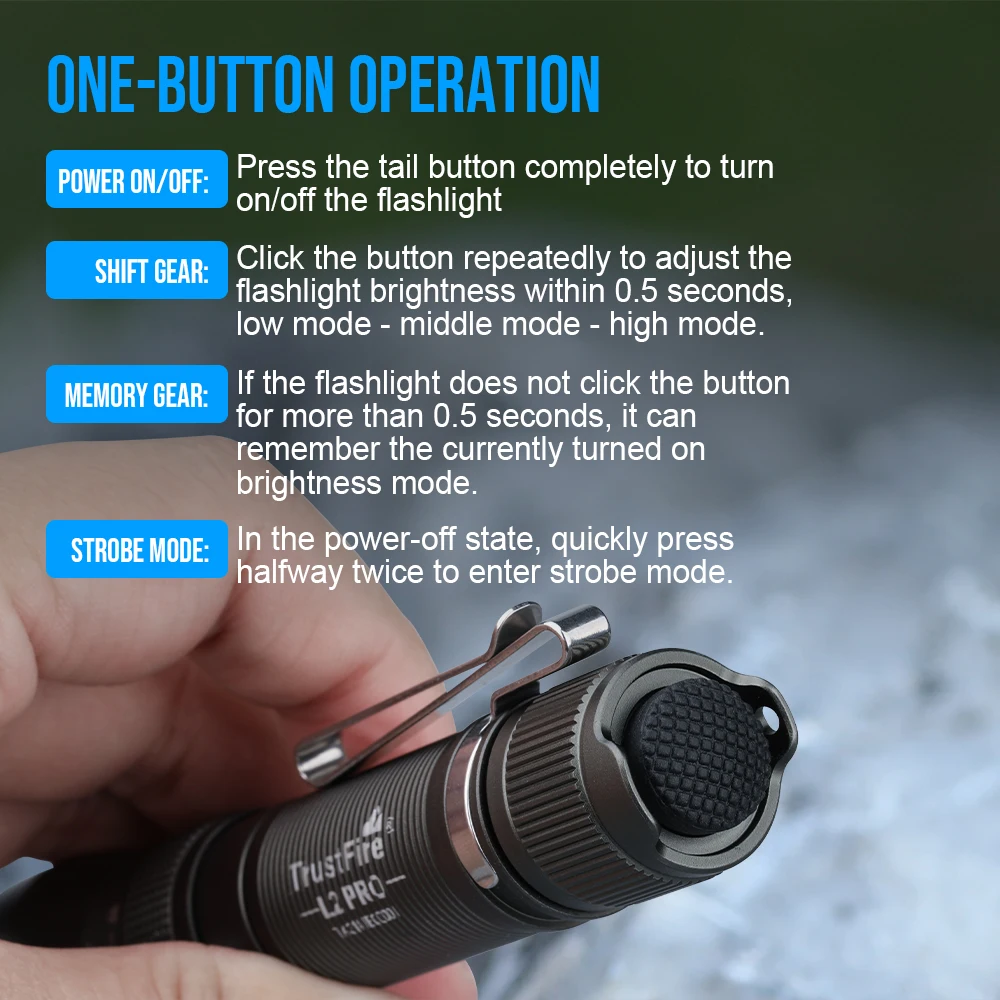 Trustfire L2 Pro 1100LM IPX6 linterna táctica USB con memoria Tyce C - imagen 2