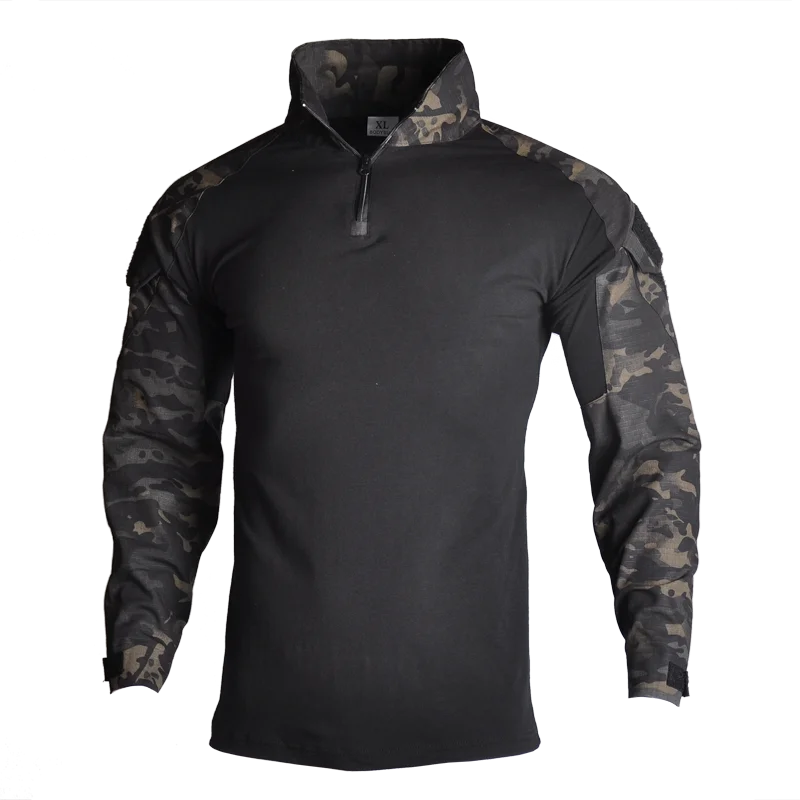 Camisa táctica combate Multicam negra hombre algodón camuflaje - imagen 3