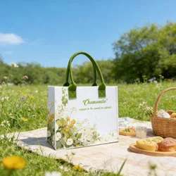 Bolsa de fieltro floral ecológica, mano elegante, gran capacidad
