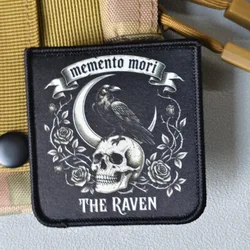 Parche táctico Memento Mori con calavera de cuervo para velcro