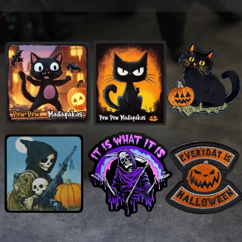 Parche Velcro Halloween: gato calabaza, esqueleto y fantasma - imagen 4