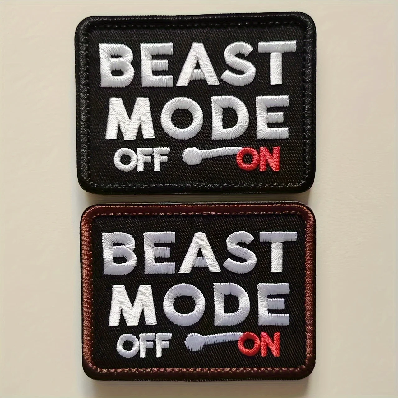Vista frontal del parche Beast Mode