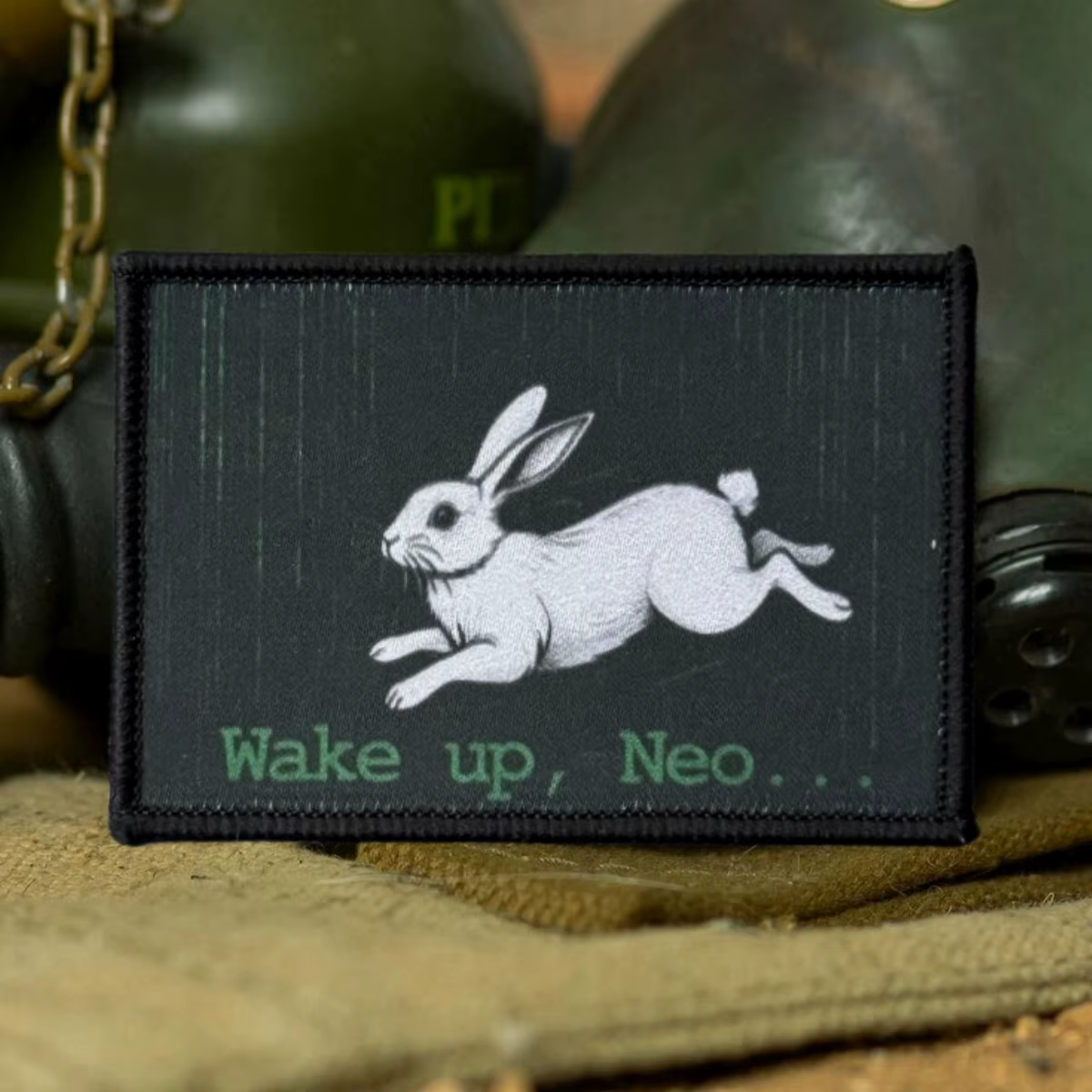 Parche táctico moral Follow White Rabbit Wake Up Neo – gancho y bucle - imagen 3