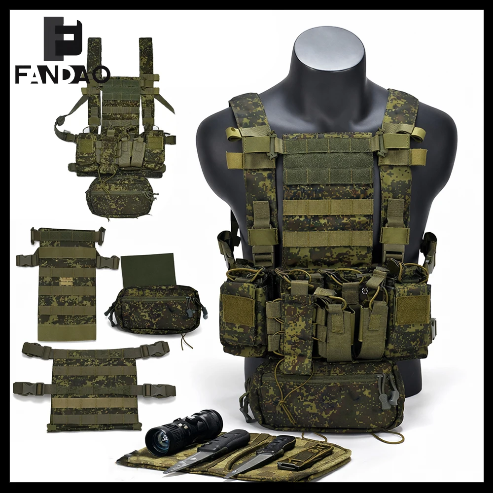 Chaleco rig táctico MOLLE ligero camuflaje EMR para airsoft - imagen 4