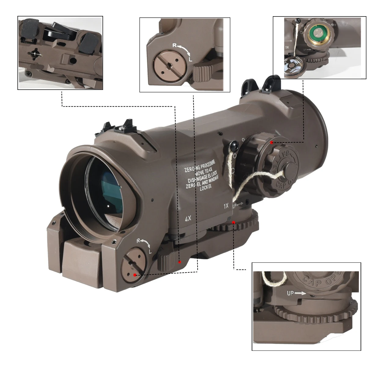 Mira Táctica 1x-4x con Punto Rojo RM y Montaje Rápido para Rifle - imagen 2