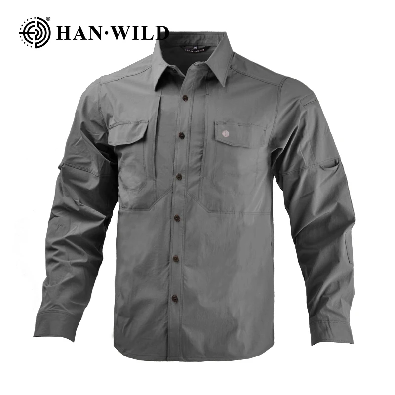 Camisa safari táctica manga larga bolsillos secado rápido - imagen 5