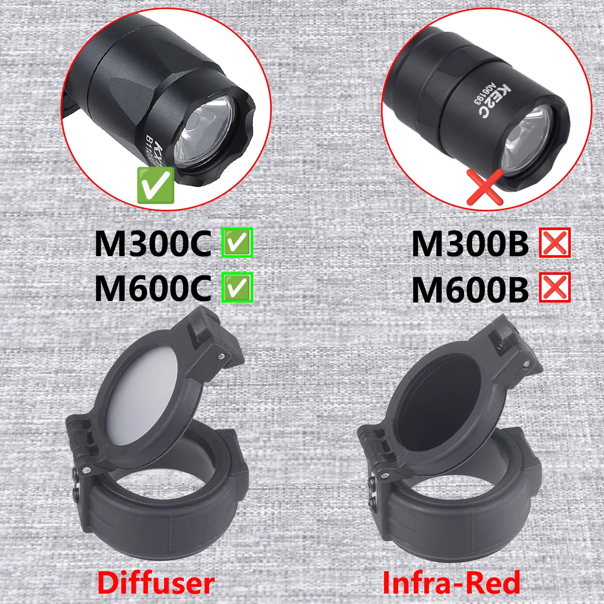 SureFire M600 M300 Protector Linterna Tactica con Cubierta IR Caza - imagen 3